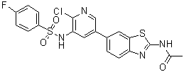 structure of CAS# 1112980-86-5, N-[6-[6-氯-5-[[(4-氟苯基)磺酰基]氨基]-3-吡啶基]-1,3-苯并噻唑-2-基]乙酰胺