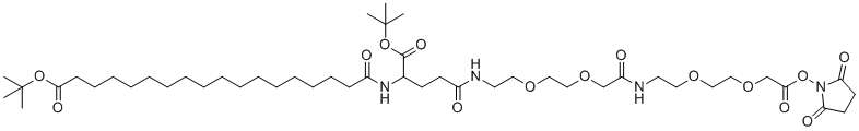 structure of CAS# 1118767-15-9, 双(2-甲基-2-丙基)1-[(2,5-二氧代-1-吡咯烷基)氧基]-1,10,19,24-四氧代-3,6,12,15-四氧杂-9,18,23-三氮杂四十烷-22,40-二羧酸酯