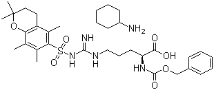 structure of CAS# 112160-33-5, N-苄氧羰基-N'-(2,2,5,7,8-五甲基苯并二氢吡喃-6-磺酰基)-L-精氨酸环己胺盐