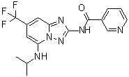 CAS # 1124381-69-6, N-[5-[(1-Methylethyl)amino]-7-(trifluoromethyl)[1,2,4]triazolo[1,5-a]pyridin-2-yl]-3-pyridinecarboxamide
