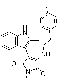 structure of CAS# 1129669-05-1, 3-[[2-(4-氟苯基)乙基]氨基]-1-甲基-4-(2-甲基-1H-吲哚-3-基)-1H-吡咯-2,5-二酮