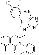 CAS # 1133837-31-6, 2-[[4-Amino-3-(3-fluoro-4-hydroxyphenyl)-1H-pyrazolo[3,4-d]pyrimidin-1-yl]methyl]-5-methyl-3-(2-methylphenyl)-4(3H)-quinazolinone