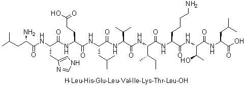 CAS # 1133962-14-7, L-Leucyl-L-histidyl-L-alpha-glutamyl-L-leucyl-L-valyl-L-isoleucyl-L-lysyl-L-threonyl-L-leucine