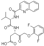 structure of CAS# 1135695-98-5, (3S)-5-(2,6-二氟苯氧基)-3-[[(2S)-3-甲基-1-氧代-2-[(2-喹啉甲酰基)氨基]丁基]氨基]-4-氧代-戊酸