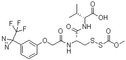 structure of CAS# 113787-92-1, N-[3-[(甲氧羰基)二硫基]-N-[[3-[3-(三氟甲基)-3H-双吖丙啶-3-基]苯氧基]乙酰基]-L-丙氨酰基]-D-缬氨酸