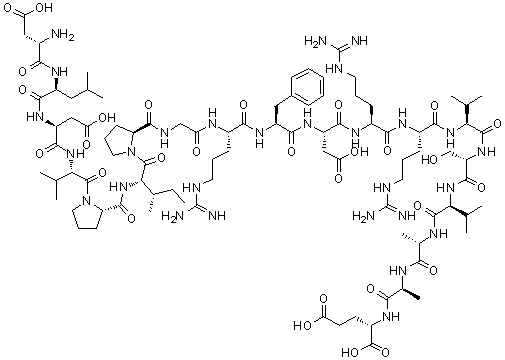 structure of CAS# 113873-67-9, L-alpha-Aspartyl-L-leucyl-L-alpha-aspartyl-L-valyl-L-prolyl-L-isoleucyl-L-prolylglycyl-L-arginyl-L-phenylalanyl-L-alpha-aspartyl-L-arginyl-L-arginyl-L-valyl-L-seryl-L-valyl-L-alanyl-L-alanyl-L-glutamic acid