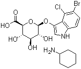 structure of CAS# 114162-64-0, 5-溴-4-氯-3-吲哚基-beta-D-葡糖苷酸环己胺盐