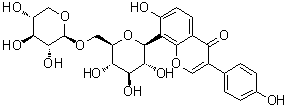 structure of CAS# 114240-18-5, 7-羟基-3-(4-羟基苯基)-8-(6-O-beta-D-吡喃木糖基-beta-D-吡喃葡萄糖基)-4H-1-苯并吡喃-4-酮