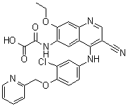 CAS # 1144516-13-1, 2-[[4-[[3-Chloro-4-(2-pyridinylmethoxy)phenyl]amino]-3-cyano-7-ethoxy-6-quinolinyl]amino]-2-oxoacetic acid