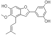 CAS # 1146113-27-0, Moracin T, 5-[6-Hydroxy-5-methoxy-4-(3-methyl-2-buten-1-yl)-2-benzofuranyl]-1,3-benzenediol
