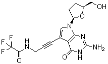 CAS 登录号：114748-68-4, N-[3-[2-氨基-4,7-二氢-4-氧代-7-[(2R,5S)-四氢-5-(羟基甲基)-2-呋喃基]-3H-吡咯并[2,3-d]嘧啶-5-基]-2-丙炔-1-基]-2,2,2-三氟乙酰胺