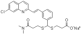 structure of CAS# 115103-85-0, (E)-3-[[[3-[2-(7-氯-2-喹啉基)乙烯基]苯基][[3-(二甲基氨基)-3-氧代丙基]硫基]甲基]硫基]丙酸钠盐