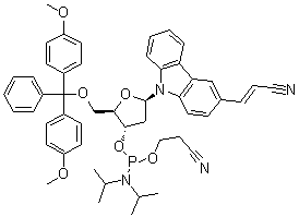 CAS # 1157899-72-3, (2E)-3-[9-[5-O-[Bis(4-methoxyphenyl)phenylmethyl]-3-O-[[bis(1-methylethyl)amino](2-cyanoethoxy)phosphino]-2-deoxy-beta-D-erythro-pentofuranosyl]-9H-carbazol-3-yl]-2-propenenitrile