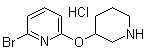 structure of CAS# 1159816-30-4, 2-Bromo-6-(3-piperidinyloxy)pyridine hydrochloride