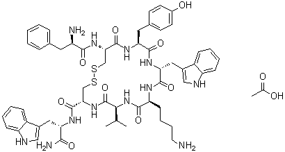 CAS # 116430-60-5, D-Phenylalanyl-L-cysteinyl-L-tyrosyl-D-tryptophyl-L-lysyl-L-valyl-L-cysteinyl-L-tryptophanamide cyclic (2→7)-disulfide monoacetate (salt)