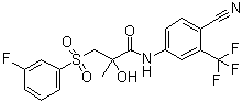 structure of CAS# 1166228-30-3, N-[4-Cyano-3-(trifluoromethyl)phenyl]-3-[(3-fluorophenyl)sulfonyl]-2-hydroxy-2-methylpropanamide