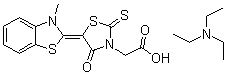 CAS # 116912-49-3, Blue sensitizing dye SB1#, 5-(3-Methyl-2(3H)-benzothiazolylidene)-4-oxo-2-thioxo-3-thiazolidineacetic acid N,N-diethylethanamine
