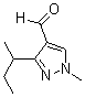 structure of CAS# 1172893-08-1, 1-Methyl-3-(1-methylpropyl)-1H-pyrazole-4-carboxaldehyde