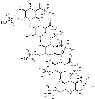 CAS # 117349-10-7, Org 31550, Methyl O-2-deoxy-6-O-sulfo-2-(sulfoamino)-alpha-D-glucopyranosyl-(1→4)-O-beta-D-glucopyranuronosyl-(1→4)-O-2-deoxy-3,6-di-O-sulfo-2-(sulfoamino)-alpha-D-glucopyranosyl-(1→4)-O-2-O-sulfo-alpha-L-idopyranuronosyl-(1→4)-2-deoxy-2-(sulfoamino)-alpha-D-glucopyranoside 3,6-bis(hydrogen sulfate)