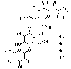 CAS # 117399-50-5, O-2-Amino-2-deoxy-beta-D-glucopyranosyl-(1→4)-O-2-amino-2-deoxy-beta-D-glucopyranosyl-(1→4)-O-2-amino-2-deoxy-beta-D-glucopyranosyl-(1→4)-2-amino-2-deoxy-D-glucose tetrahydrochloride