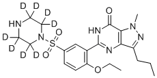CAS # 1185168-06-2, N-Desmethyl Sildenafil-d8, 5-[2-ethoxy-5-(2,2,3,3,5,5,6,6-octadeuteriopiperazin-1-yl)sulfonylphenyl]-1-methyl-3-propyl-6H-pyrazolo[4,3-d]pyrimidin-7-one
