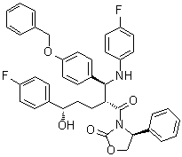 CAS 登录号：1185883-39-9, (4S)-3-[(2R,5S)-5-(4-氟苯基)-2-[(S)-[(4-氟苯基)氨基][4-(苄氧基)苯基]甲基]-5-羟基-1-氧代戊基]-4-苯基-2-恶唑烷酮