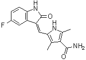CAS 登录号：1186651-51-3, 5-[(Z)-(5-氟-1,2-二氢-2-氧代-3H-吲哚-3-亚基)甲基]-2,4-二甲基-1H-吡咯-3-甲酰胺