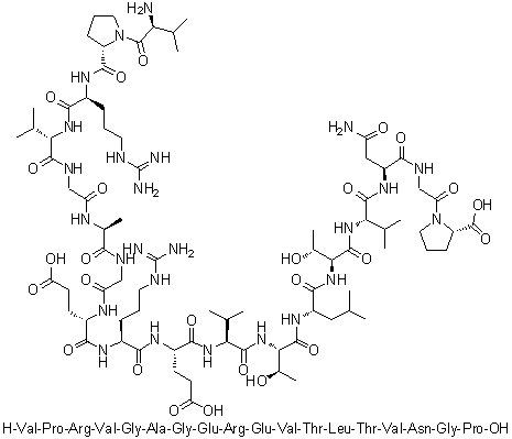 CAS 登录号：1188512-77-7, L-缬氨酰-L-脯氨酰-L-精氨酰-L-缬氨酰甘氨酰-L-丙氨酰甘氨酰-L-alpha-谷氨酰-L-精氨酰-L-alpha-谷氨酰-L-缬氨酰-L-苏氨酰-L-亮氨酰-L-苏氨酰-L-缬氨酰-L-天冬氨酰胺酰甘氨酰-L-脯氨酸