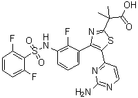 CAS # 1195873-54-1, 5-(2-Amino-4-pyrimidinyl)-4-[3-[[(2,6-difluorophenyl)sulfonyl]amino]-2-fluorophenyl]-alpha,alpha-dimethyl-2-thiazoleacetic acid