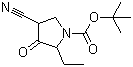 CAS # 1196155-81-3, 4-Cyano-2-ethyl-3-oxo-1-pyrrolidinecarboxylic acid tert-butyl ester