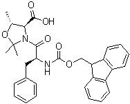 structure of CAS# 1196703-48-6, (4S,5R)-3-[(2S)-2-[[(9H-Fluoren-9-ylmethoxy)carbonyl]amino]-1-oxo-3-phenylpropyl]-2,2,5-trimethyl-4-oxazolidinecarboxylic acid