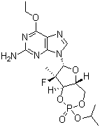 CAS 登录号：1199809-32-9, (2'R)-2'-脱氧-6-O-乙基-2'-氟-2'-甲基鸟苷环状 3',5'-[异丙基 (R)-膦酸酯]