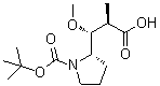 structure of CAS# 120205-50-7, (alphaR,betaR,2S)-1-[(1,1-Dimethylethoxy)carbonyl]-beta-methoxy-alpha-methyl-2-pyrrolidinepropanoic acid