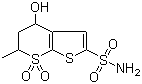 CAS # 120279-26-7, 5,6-Dihydro-4-hydroxy-6-methyl-4H-thieno[2,3-b]thiopyran-2-sulfonamide 7,7-dioxide
