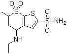 CAS # 120280-13-9, trans-6-Methyl-4-ethylamino-5,6-dihydro-4H-thieno[2,3-b]thiopyran-2-sulfonamide-7,7-dioxide, 4-(Ethylamino)-5,6-dihydro-6-methyl-4H-thieno[2,3-b]thiopyran-2-sulfonamide 7,7-dioxide