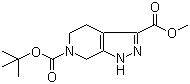 structure of CAS# 1206248-72-7, 1,4,5,7-Tetrahydro-6H-pyrazolo[3,4-c]pyridine-3,6-dicarboxylic acid 6-tert-butyl 3-methyl ester