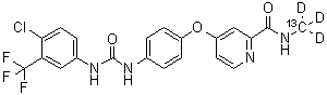 CAS # 1210608-86-8, 4-[4-[[4-Chloro-3-(trifluoromethyl)phenyl]carbamoylamino]phenoxy]-N-(trideuteriomethyl-<sup>13</sup>C)pyridine-2-carboxamide
