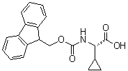 structure of CAS# 1212257-18-5, (alphaS)-alpha-[[(9H-Fluoren-9-ylmethoxy)carbonyl]amino]cyclopropaneacetic acid