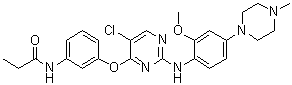 structure of CAS# 1214265-58-3, N-[3-[[5-氯-2-[[2-甲氧基-4-(4-甲基-1-哌嗪基)苯基]氨基]-4-嘧啶基]氧基]苯基]丙酰胺