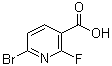 structure of CAS# 1214345-17-1, 6-Bromo-2-fluoro-3-pyridinecarboxylic acid