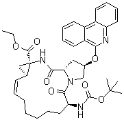CAS 登录号：1216941-72-8, (2R,6S,12Z,13aS,14aR,16aS)-6-[[叔丁氧羰基]氨基]-1,2,3,6,7,8,9,10,11,13a,14,15,16,16a-十四氢-5,16-二氧代-2-(6-菲啶基氧基)-环丙烯并[e]吡咯并[1,2-a][1,4]二氮杂环十五碳七烯-14a(5H)-羧酸乙酯