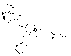 structure of CAS# 1217542-13-6, 5-[[(1R)-2-(6-氨基-9H-嘌呤-9-基)-1-甲基乙氧基]甲基]-2,4,6,8-四氧杂-5-磷杂壬二酸 1-异丙酯 9-丙基酯  5-氧化物
