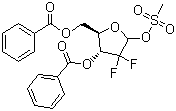 structure of CAS# 122111-11-9, 2-Deoxy-2,2-difluoro-D-erythro-pentofuranose-3,5-dibenzoate-1-methanesulfonate