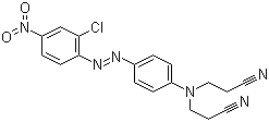 CAS # 12223-26-6, Disperse Orange 44, 4-((2-Chloro-4-nitrophenyl)azo)-N,N-biscyanoethylaniline, 3,3'-((4-((2-Chloro-4-nitrophenyl)azo)phenyl)imino)bis(propiononitrile)