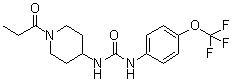 structure of CAS# 1222780-33-7, N-[1-(1-Oxopropyl)-4-piperidinyl]-N'-[4-(trifluoromethoxy)phenyl]urea