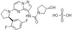 CAS # 1223405-08-0, (3S)-N-[5-[(2R)-2-(2,5-Difluorophenyl)-1-pyrrolidinyl]pyrazolo[1,5-a]pyrimidin-3-yl]-3-hydroxy-1-pyrrolidinecarboxamide sulfate (1:1)
