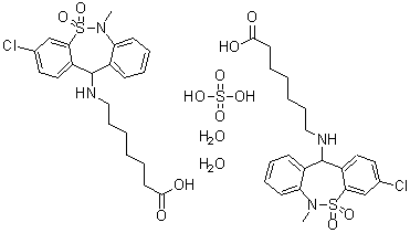 CAS # 1224690-84-9, 7-[(3-Chloro-6,11-dihydro-6-methyl-5,5-dioxidodibenzo[c,f][1,2]thiazepin-11-yl)amino]heptanoic acid sulfate hydrate (2:1:2)