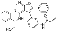 CAS # 1226549-39-8, EGFR-IN-9, N-[3-[4-[[(1S)-2-hydroxy-1-phenylethyl]amino]-6-phenylfuro[2,3-d]pyrimidin-5-yl]phenyl]prop-2-enamide