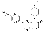 CAS 登录号：1228013-30-6, 7-[6-(2-羟基丙-2-基)吡啶-3-基]-1-(反式-4-甲氧基环己基)-3,4-二氢吡嗪并[2,3-b]吡嗪-2(1H)-酮