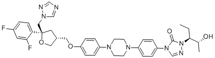 CAS # 1229428-91-4, Posaconazole Diastereoisomer 12 (S,R,S,R), 4-(4-(4-(4-(((3R,5S)-5-((1H-1,2,4-triazol-1-yl)methyl)-5-(2,4-difluoro phenyl)tetrahydrofuran-3-yl)methoxy)phenyl)piperazin-1-yl)phenyl)-1-((2R,3S)-2-hydroxypentan-3-yl)-1H-1,2,4-triazol-5(4H)-one